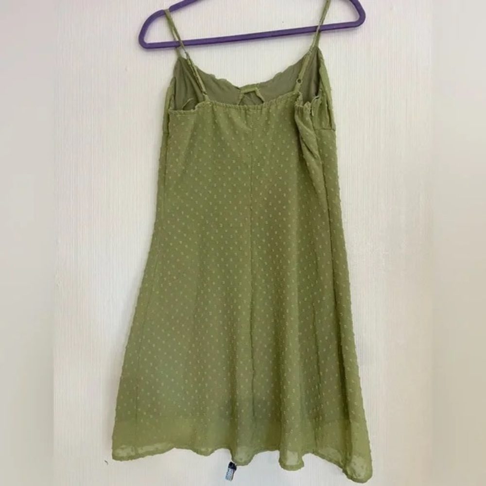SHEIN Olive Green Dotted Chiffon Slip Dress